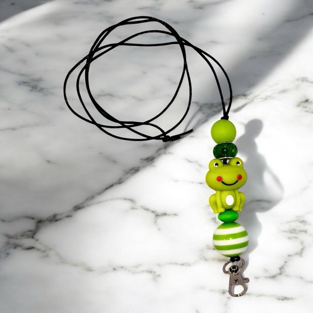 Frog Handmade Beaded Lanyard – Stylish & Functional!